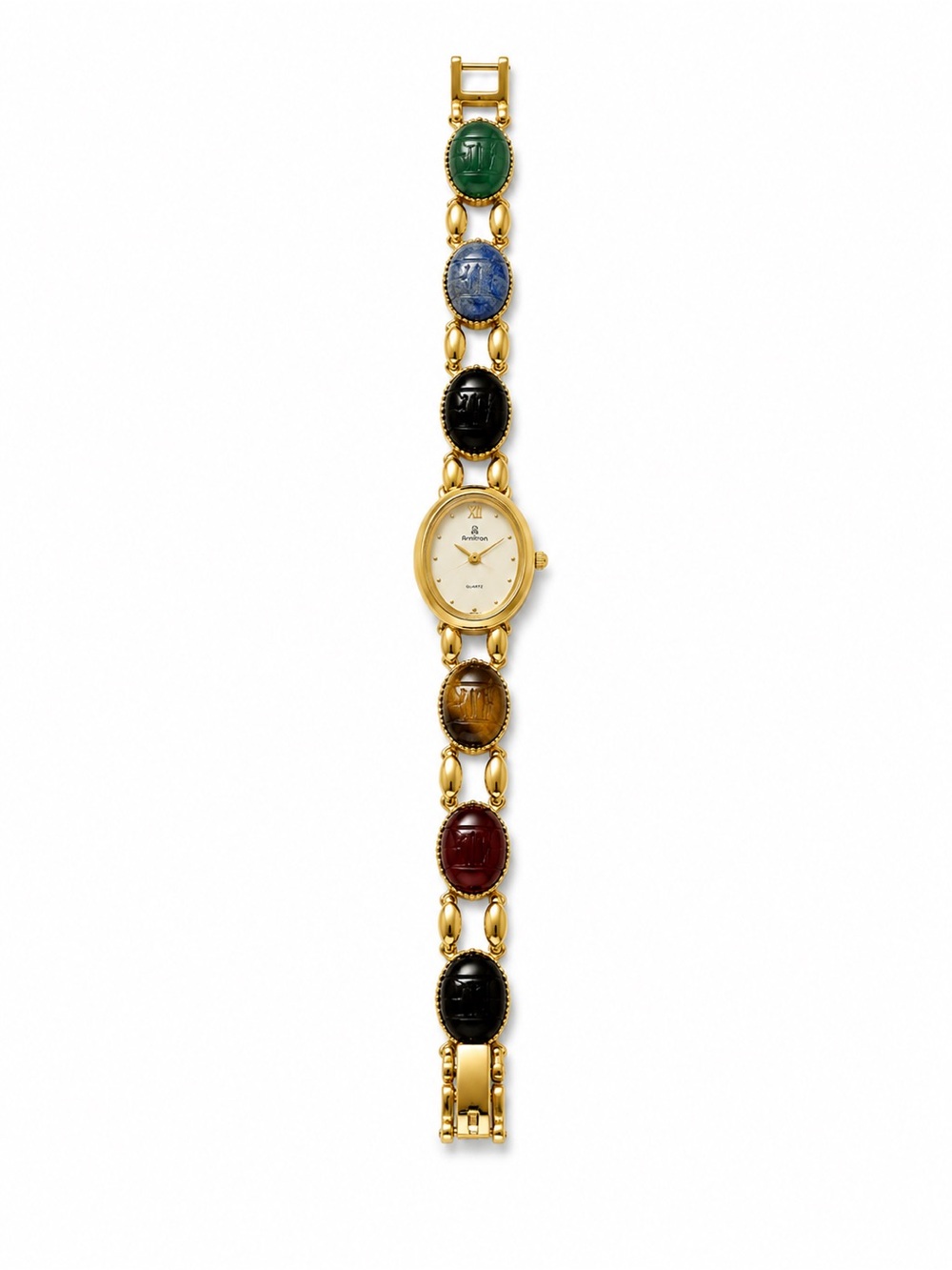 Vintage Armitron Gold-Tone Scarab Bracelet Watch - Egyptian Revival